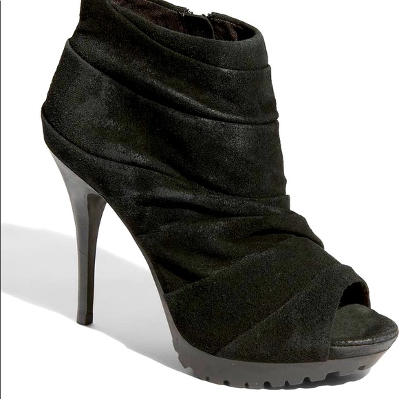 Miss Sixty Suede High Heel Peep Toe Booties Bl 38 - Picture 1 of 5